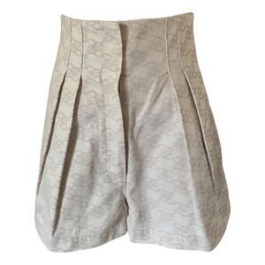 Fendi High-Waisted Beige Patterned Bermuda Shorts